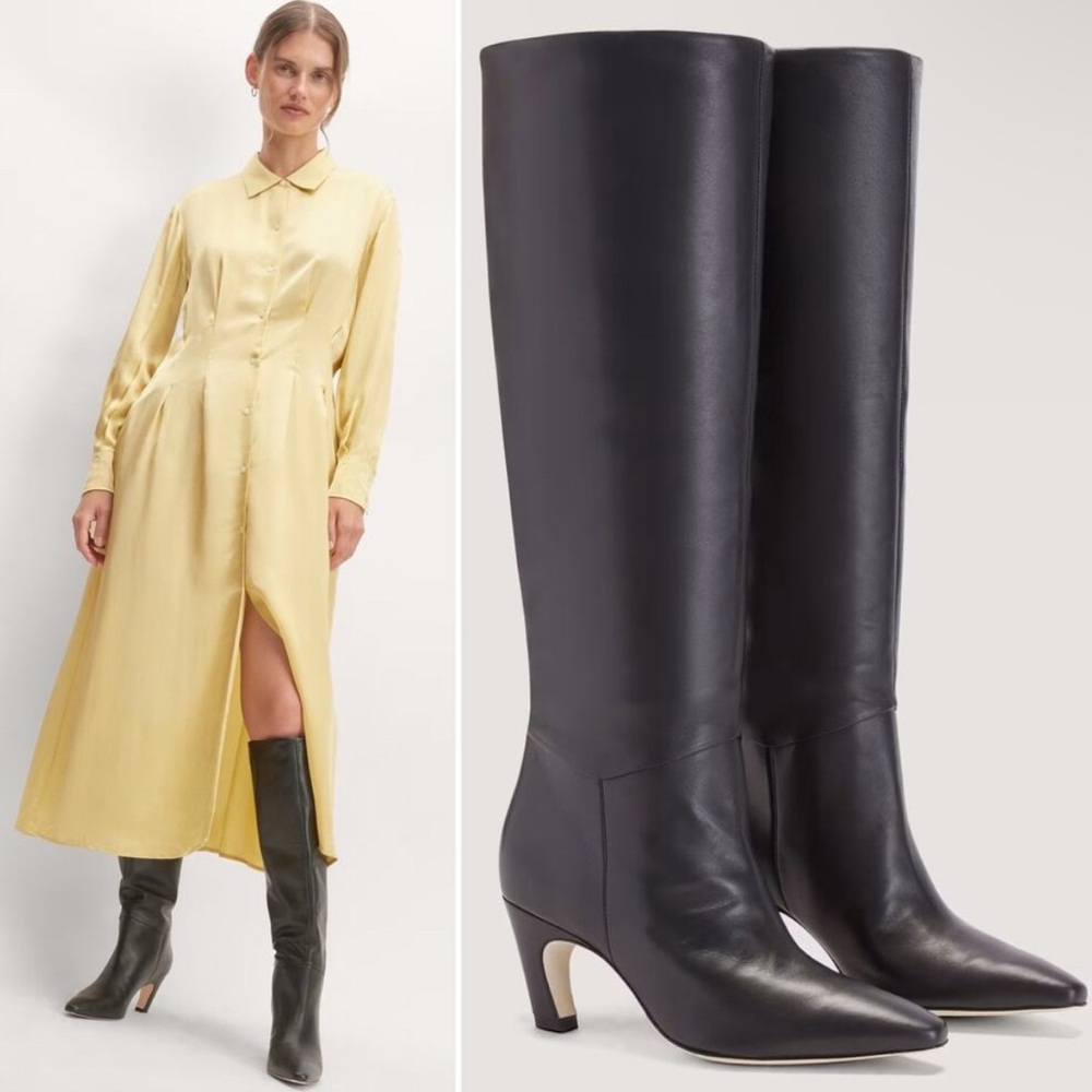 Everlane The Banana Boots in Black Leather Womens Knee High with box 9.5